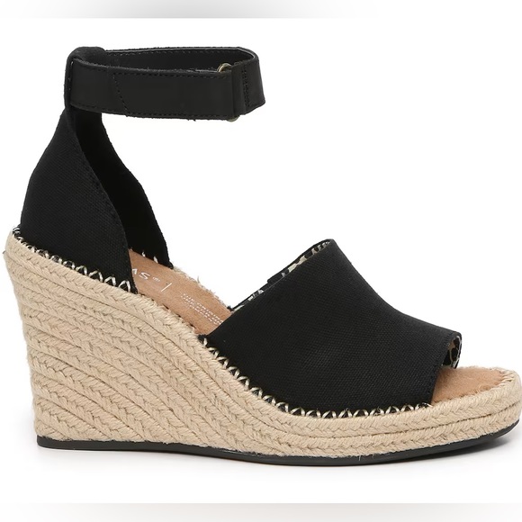NWOT TOMS Women’s Marisol Espadrille Wedge Sandal. Size: 8.5 Color: Black - Picture 5 of 13
